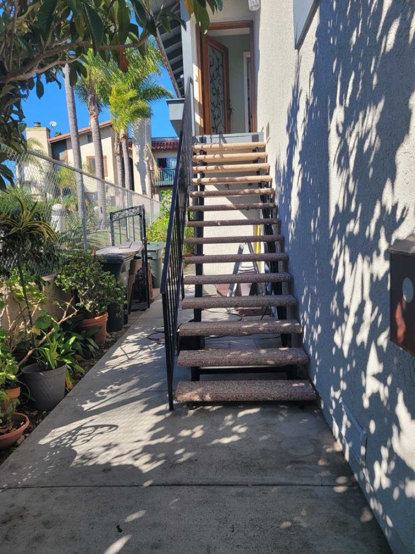 Exterior staircase steel railing